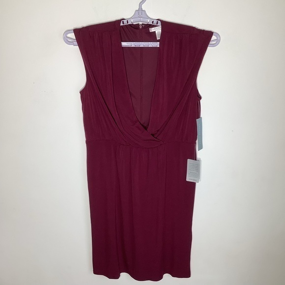 London Times Womens Cap Sleeve‎ Midi Dress Maroon Sz 14 NWT. - Picture 1 of 6